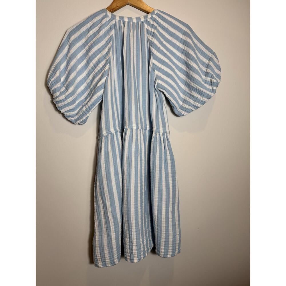 Old Navy Striped 100% Cotton Gauze Tiered Puff Sleeve Dress Size XS Coastal Boho - Picture 5 of 7